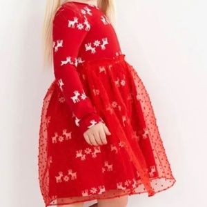 NWT Hanna Andersson Red Tulle Reindeer Tulle Dress perfect for the Holidays!